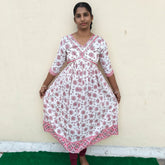 White with Maroon Printed Alaya Cut Kurti